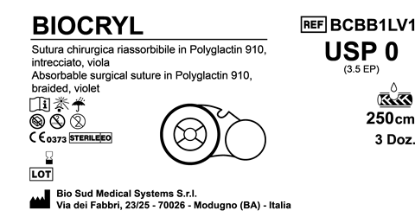 Sutura Biocryl on Reel USP 0 - EP 3.5 250 cm Violet Box 36 pcs