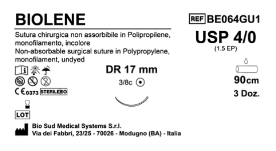 Sutura Biolene DR 17 USP 4-0  - EP 1.5 90 cm Undyed Box 36 pcs