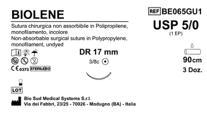 Sutura Biolene DR 17 USP 5-0 - EP 1 90 cm Undyed Box 36 pcs