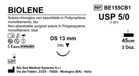 Sutura Biolene DS13 USP 5-0 - EP 1 45 cm Blue Box 36 pcs