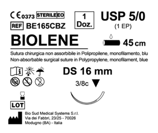 Sutura Biolene DS 16 USP 5-0 - EP 1 45 cm Blue Box 12 pcs