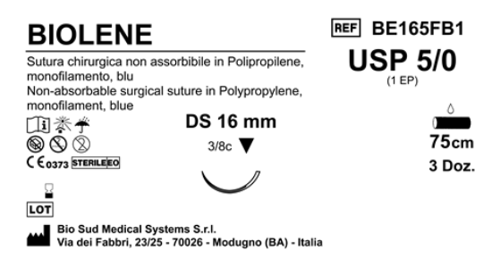 Sutura Biolene DS16 USP 5-0 - EP 1 75 cm Blue Box 36 pcs