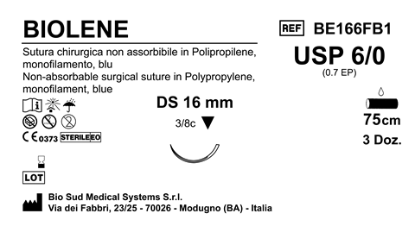 Sutura Biolene DS 16 USP 6-0 - EP 0.7 75 cm Blue Box 36 pcs