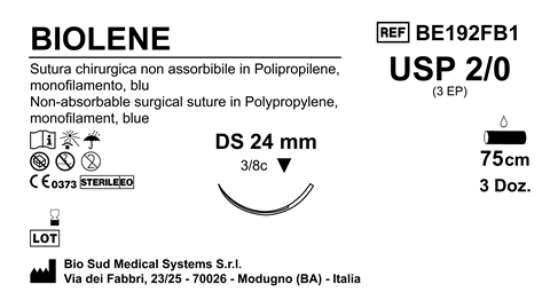 Sutura Biolene DS24 USP 2-0 - EP 3 75 cm Blue Box 36 pcs