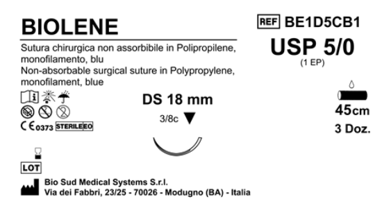 Sutura Biolene DS18 USP 5-0 - EP 1 45 cm Blue Box 36 pcs
