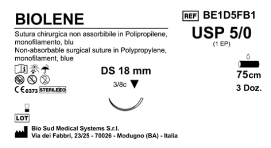 Sutura Biolene DS 18 USP 5-0 - EP 1 75 cm Blue Box 36 pcs