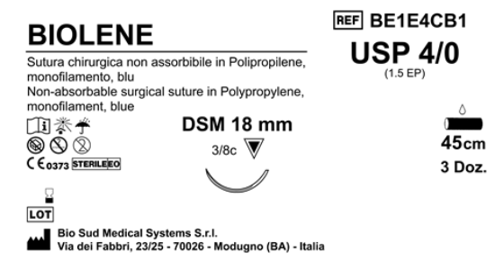 Sutura Biolene DSM18 USP 4-0  - EP 1.5 45 cm Blue Box 36 pcs