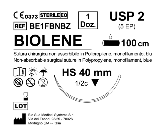 Sutura Biolene HS 40 USP 2 - EP 5 100 cm Blue Box 12 pcs