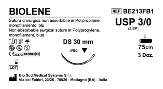 Sutura Biolene DS30 USP 3-0 - EP 2 75 cm Blue Box 36 pcs