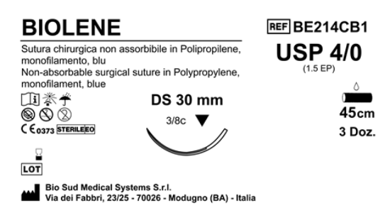 Sutura Biolene DS 30 USP 4-0  - EP 1.5 45 cm Blue Box 36 pcs