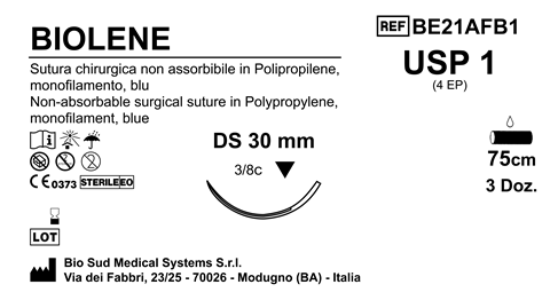 Sutura Biolene DS30 USP 1 - EP 4 75 cm Blue Box 36 pcs