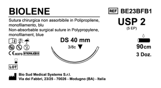 Sutura Biolene DS 40 USP 2 - EP 5 75 cm Blue Box 36 pcs