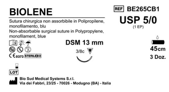 Sutura Biolene DSM13 USP 5-0 - EP 1 45 cm Blue Box 36 pcs