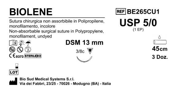 Sutura Biolene DSM 13 USP 5-0 - EP 1 45 cm Undyed Box 36 pcs