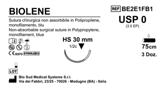 Sutura Biolene HS30 USP 0 - EP 3.5 75 cm Blue Box 36 pcs