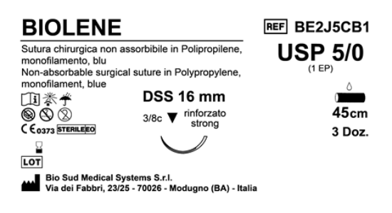 Sutura Biolene DSS 16 USP 5-0 - EP 1 45 cm Blue Box 36 pcs