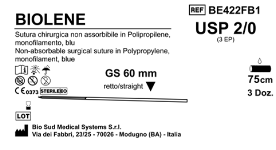 Sutura Biolene GS60 USP 2-0 - EP 3 75 cm Blue Box 36 pcs