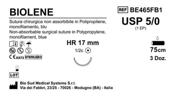 Sutura Biolene HR17 USP 5-0 - EP 1 75 cm Blue Box 36 pcs