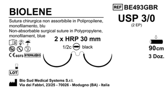 Sutura Biolene HRP30 USP 3-0 - EP 2 90 cm Blue Double Needle Plus Black Box 36 pcs