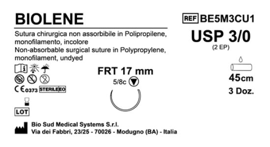 Sutura Biolene FRT 17 USP 3-0 - EP 2 45 cm Undyed Box 36 pcs