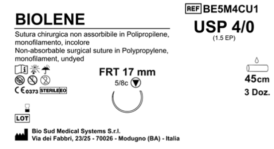 Sutura Biolene FRT 17 USP 4-0  - EP 1.5 45 cm Undyed Box 36 pcs