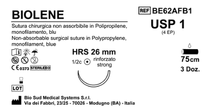 Sutura Biolene HRS 26 USP 1 - EP 4 75 cm Blue Box 36 pcs