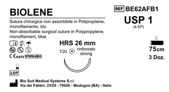 Sutura Biolene HRS 26 USP 1 - EP 4 75 cm Blue Box 36 pcs