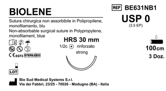 Sutura Biolene HRS 30 USP 0 - EP 3.5 100 cm Blue Box 36 pcs
