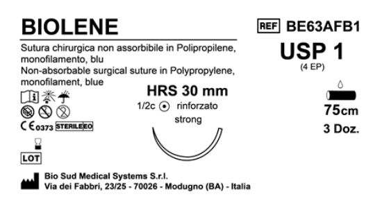 Sutura Biolene HRS 30 USP 1 - EP 4 75 cm Blue Box 36 pcs