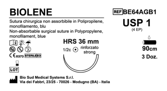 Sutura Biolene HRS36 USP 1 - EP 4 90 cm Blue Box 36 pcs