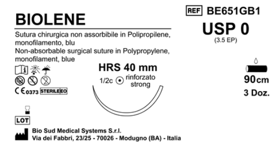 Sutura Biolene HRS40 USP 0 - EP 3.5 90 cm Blue Box 36 pcs