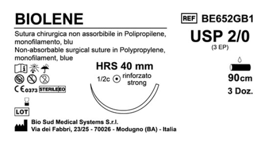 Sutura Biolene HRS40 USP 2-0 - EP 3 90 cm Blue Box 36 pcs