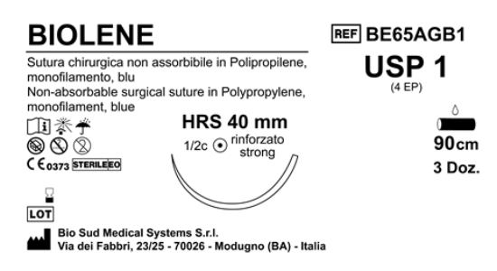 Sutura Biolene HRS40 USP 1 - EP 4 90 cm Blue Box 36 pcs