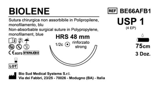 Sutura Biolene HRS 48 USP 1 - EP 4 75 cm Blue  Box 36 pcs