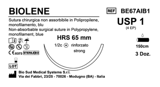 Sutura Biolene HRS 65 USP 1 - EP 4 150 cm Blue Box 36 pcs