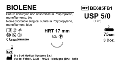 Sutura Biolene HRT17 USP 5-0 - EP 1 75 cm Blue Box 36 pcs