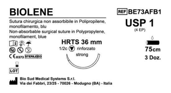 Sutura Biolene HRTS36 USP 1 - EP 4 75 cm Blue Box 36 pcs