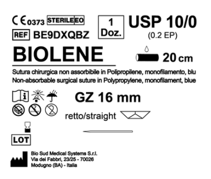 Sutura Biolene GZ 16 USP 10-0 - EP 0.2 20 cm Blue Box 12 pcs
