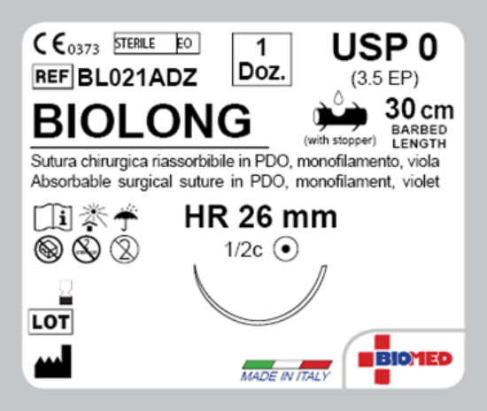 Sutura Biolong HR 26 USP 0 - EP 3.5 30 cm Violet Barbed Box 12 pcs