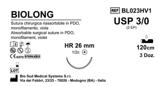 Sutura Biolong HR 26 USP 3-0 - EP 2 120 cm Violet Box 36 pcs