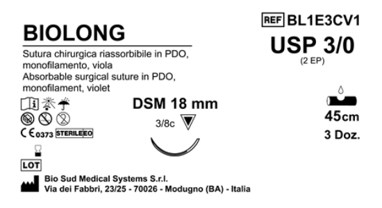 Sutura Biolong DSM 18 USP 3-0 - EP 2 45 cm Violet Box 36 pcs