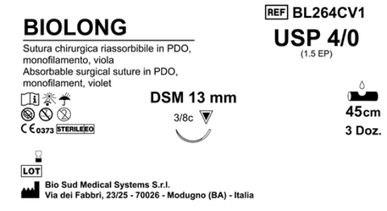 Sutura Biolong DSM13 USP 4-0  - EP 1.5 45 cm Violet Box 36 pcs