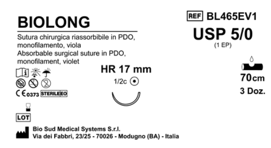 Sutura Biolong HR17 USP 5-0 - EP 1 70 cm Violet Box 36 pcs