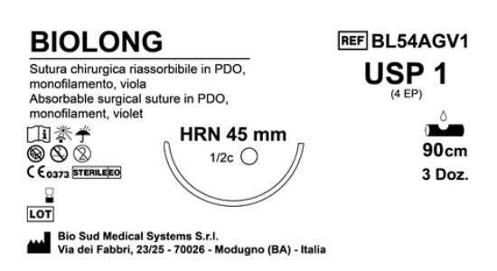 Sutura Biolong HRN45 USP 1 - EP 4 90 cm Violet Box 36 pcs