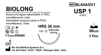 Sutura Biolong HRS36 USP 1 - EP 4 90 cm Violet Box 36 pcs