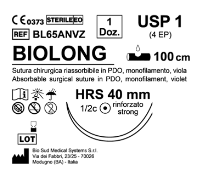 Sutura Biolong HRS 40 USP 1 - EP 4 100 cm Violet Box 12 pcs