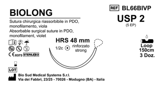Sutura Biolong HRS 48 USP 2 - EP 5 150 cm Violet Loop  Box 36 pcs