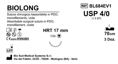 Sutura Biolong HRT17 USP 4-0  - EP 1.5 70 cm Violet Box 36 pcs