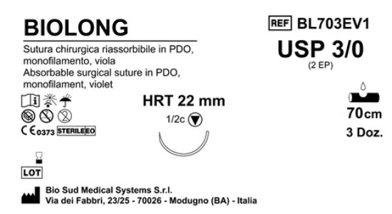 Sutura Biolong HRT22 USP 3-0 - EP 2 70 cm Violet Box 36 pcs