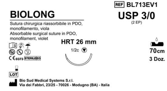 Sutura Biolong HRT26 USP 3-0 - EP 2 70 cm Violet Box 36 pcs
